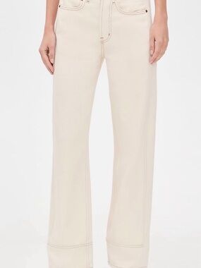 B SIDES Cream Wide-Leg Flare Jeans